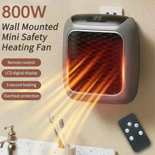 800W Mini Heater, PTC Ceramic Fast Heating Bathroom Heater with Remote Control, Wall Mounted Electric Heater for Indoor Use