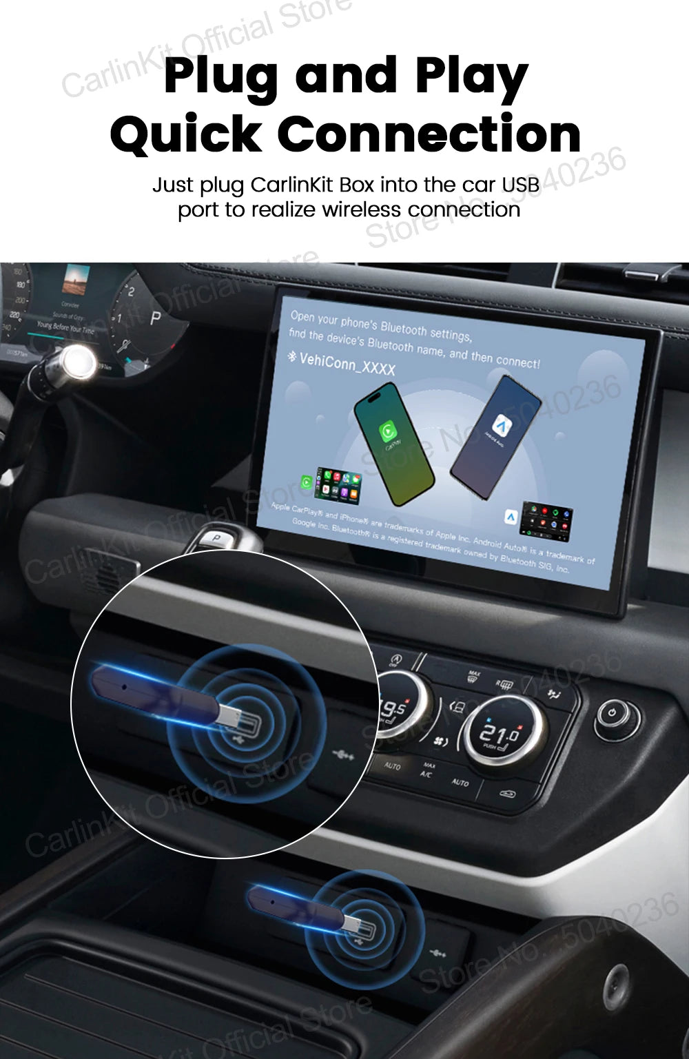 CarlinKit 5.0 Mini Ultra Wireless Adapter Wireless CarPlay Android Auto For OEM Car Plug and Play WiFi Bluetooth Auto Connection